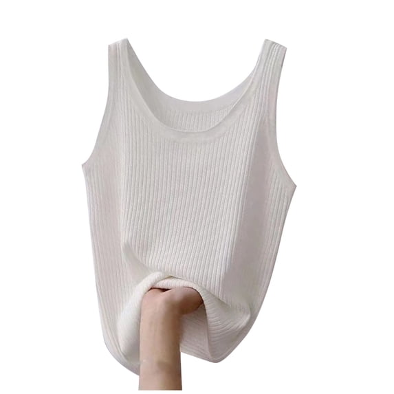 CHUMUD Womens Sleeveless Crew Neck Ribbed Tank Tops Casual Basic Summer Top Slim Fitted Racerback Shirts