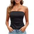 thumbnail image 1 of CHUMUD Womens Strapless Tube Tops Basic Ruched Crop Top Sleeveless Backless Bandeau Tanks Going Out Sexy Shirts, 1 of 8