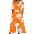 thumbnail image 1 of CHUMUD Womens Summer Jumpsuits Short Sleeve Wide Leg Long Pants Rompers Casual Floral One Piece Outfits with Pockets, 1 of 5