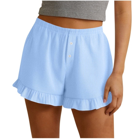 CHUMUD Womens Summer Shorts Ruffle Elastic Waisted Lightweight Shorts Lounge Workout Running Athletic Casual Travel Vacation