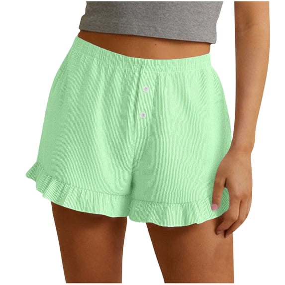 CHUMUD Womens Summer Shorts Ruffle Elastic Waisted Lightweight Shorts Lounge Workout Running Athletic Casual Travel Vacation