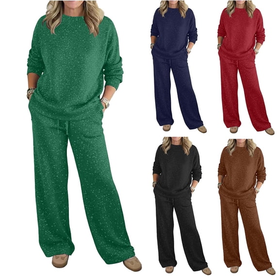 CHUMUD Womens Sweatsuits 2 Piece Sets Travel Outfits Matching Lounge Set Oversized Sweatshirt Wide Leg Pants (Avail for Plus Size)