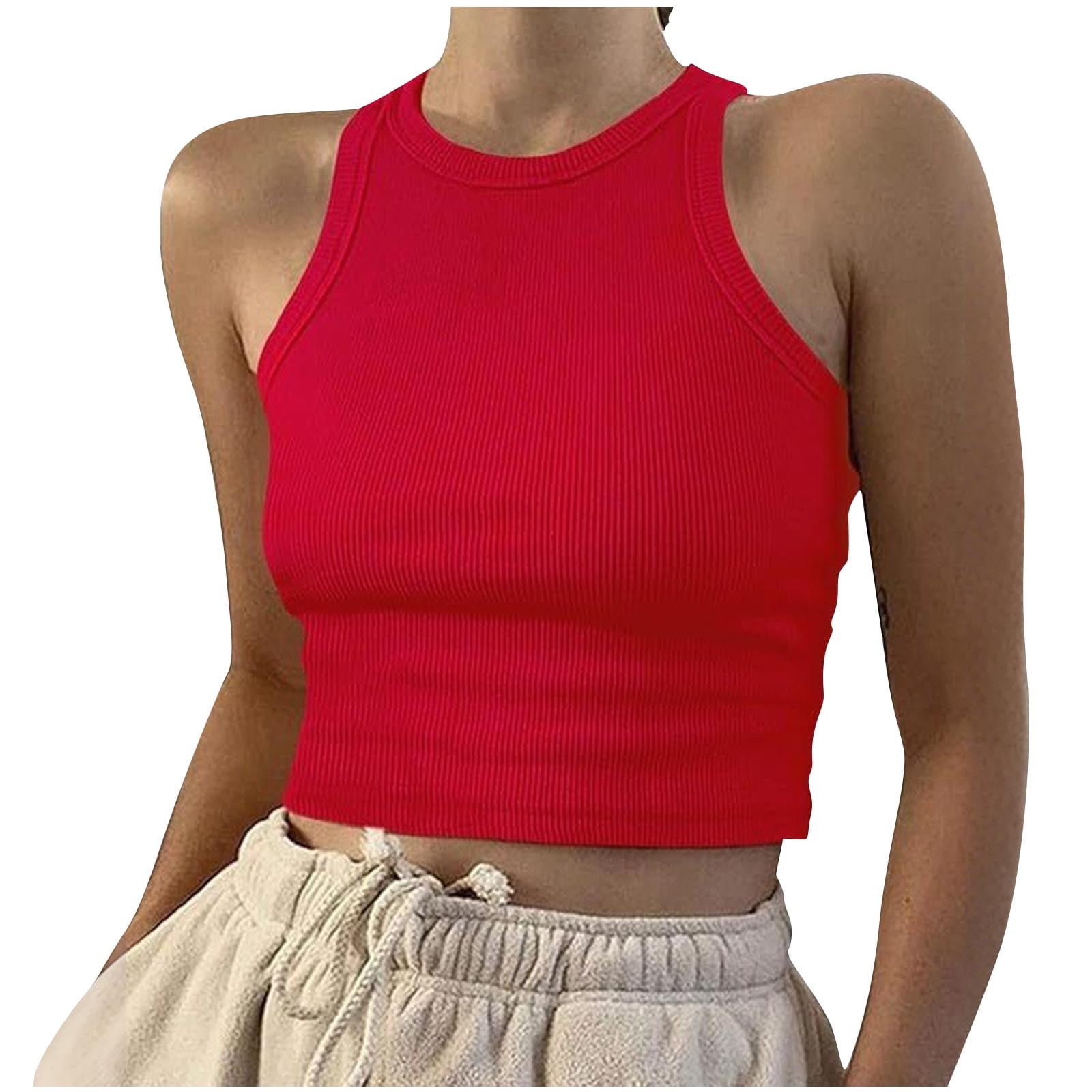 Women's Cropped Tank Top With Drawstring Sides - Sleeveless Summer Blouse In White, Grey, Or Black - View #5