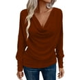 thumbnail image 1 of CHUMUD Womens Tops Cowl Neck Ruched Long Sleeve Shirts Fall Trendy Teacher Clothes Office Business Dressy Casual Outfits, 1 of 9
