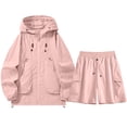 thumbnail image 1 of CHUMUD Womens Track Suits Loose Sun Protection Rash Guard Hoodie Jacket and Shorts 2 Piece Outfits Hiking Jogging Suits Summer Casual, 1 of 5
