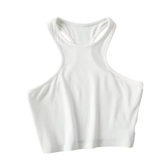 CHUMUD Womens Trendy Crop Tank Tops Sleeveless Crew Neck Raceback Ribbed Cotton Top Slim Fit Summer Casual