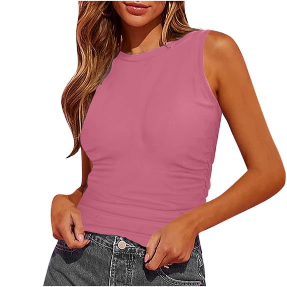 CHUMUD Womens Trendy Tank Tops Sleeveless Casual Shirts Racerback Ribbed Fitted Tops Workout Gym Running