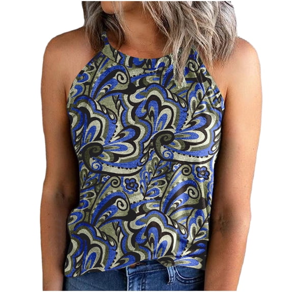 CHUMUD Womens Trendy Tank Tops Sleeveless V Neck Floral Halter Casual Basic Top Summer Going Out