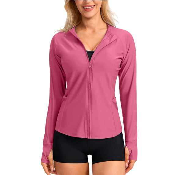 CHUMUD Womens UPF 50+ Jacket Sun Protection Golf Athletic Jackets Quick Dry Lightweight Full Zip Long Sleeve Sun Shirts with Pockets