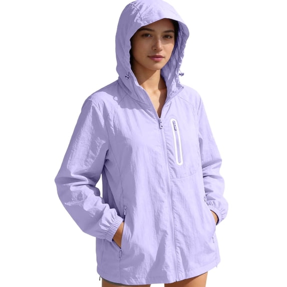 CHUMUD Womens UPF 50+ Sun Protection UV Jacket Full Zip Lightweight Quick Dry Waterproof Jacket Athletic Workout Hoodie (Avail in Plus Size)