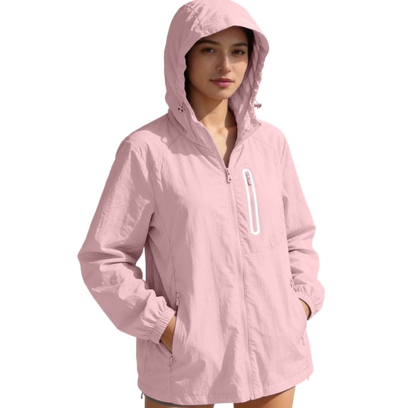 CHUMUD Womens UPF 50+ Sun Protection UV Jacket Full Zip Lightweight Quick Dry Waterproof Jacket Athletic Workout Hoodie (Avail in Plus Size)