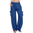 thumbnail image 1 of CHUMUD Womens Wide Leg Cargo Jeans High Waisted Stretchy Straight Leg Jeans Trendy Drawstring Loose Denim Pants Hiking Work Pants, 1 of 5