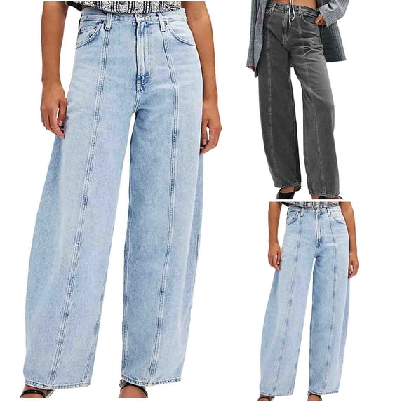 CHUMUD Womens Wide Leg Jeans High Waisted Stretchy Straight Leg Tummy Control Denim Pants Trendy Casual