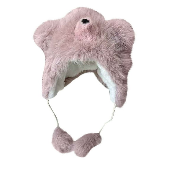 CHUMUD Womens Winter Hats Bear Ear Slouchy Beanie Cute Vintage Grunge Fuzzy Hat Cold Proof Cap