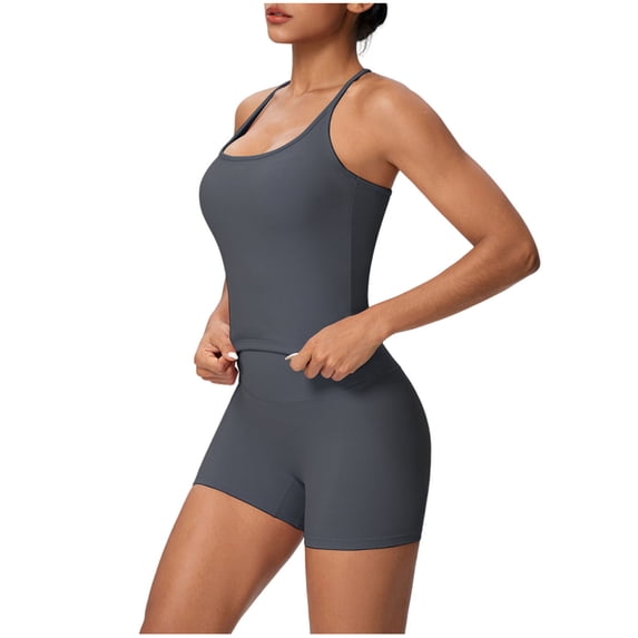 CHUMUD Workout Sets for Women 2 Piece Seamless Sleeveless Halter Tank Tops High Waist Shorts Yoga Running Gym Outfits