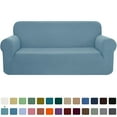 thumbnail image 1 of CHUN YI 1-Piece Checks Stretch Sofa Cover Slipcover Couch Cover, Loveseat, Smoky Blue, 1 of 6