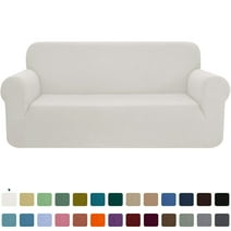 CHUN YI 1-Piece Checks Stretch Sofa Cover Slipcover Couch Cover, Sofa, Ivory White