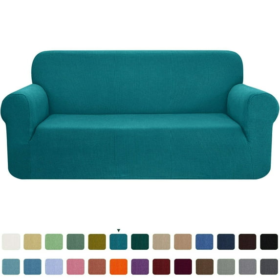 CHUN YI 1-Piece Checks Stretch Sofa Cover Slipcover Couch Cover, XL-Sofa, Teal
