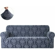 CHUN YI 1-Piece Jacquard Damask Stretch Sofa Cover Slipcover Couch Cover (Loveseat, Grayish Blue)