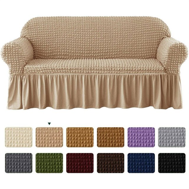 CHUN YI 1 Piece Seersucker Skirt Sofa Cover Couch Slipcover Furniture