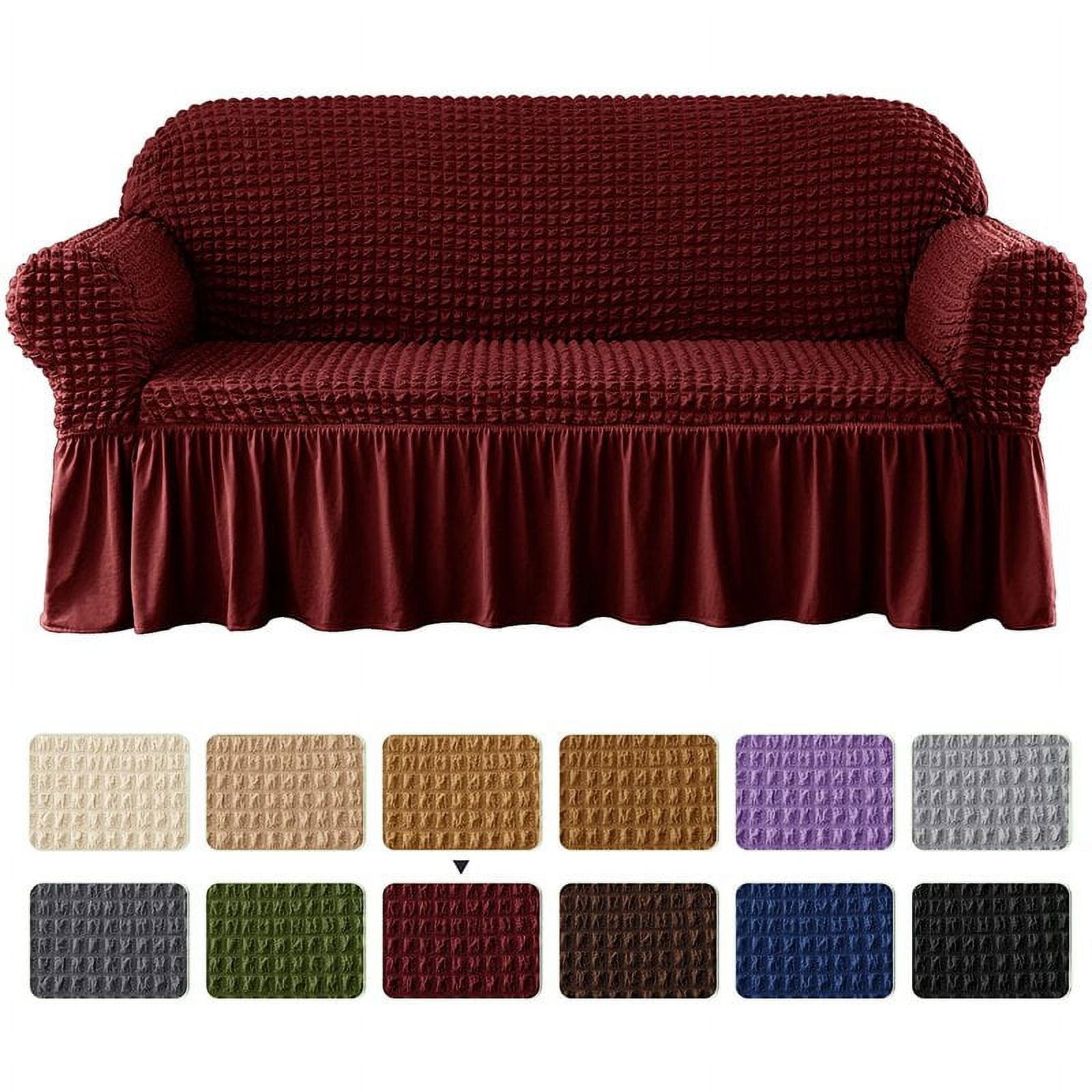 CHUN YI 1 Piece Seersucker Skirt Sofa Cover Couch Slipcover Furniture