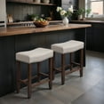 thumbnail image 1 of CHUN YI 24" Backless Counter Height Bar Stools, Upholstered Saddle Seat, Set of 2, Gray, 1 of 8