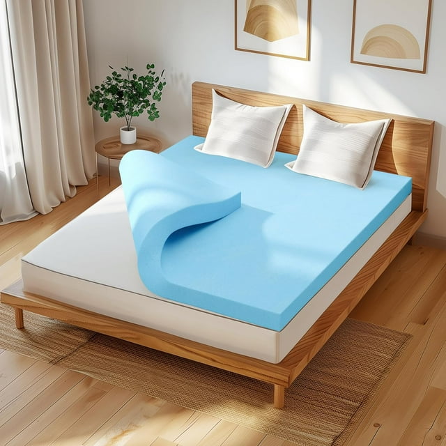CHUN YI 4 Inch Cooling Memory Foam Mattress Topper Queen, Gel Infused