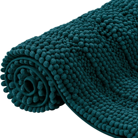 CHUN YI Non-Slip Bathroom Mat Absorbent Plush Polyester, 20"x32", Teal
