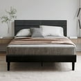 thumbnail image 1 of CHUN YI Queen Platform Bed Frame with Removable Faux Leather Upholstered Headboard, Wood Slats Support, No Box Spring Needed, 1 of 7
