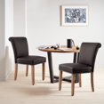 thumbnail image 1 of CHUN YI Set of 2 Urban Style PU Leather Rivet Decoration Dining Chairs with Wood Legs, Brown, 1 of 7