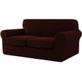thumbnail image 1 of CHUN YI Sofa Cover with Separate Cushion Slipcover Stretch Checks (Loveseat, Chocolate), 1 of 7