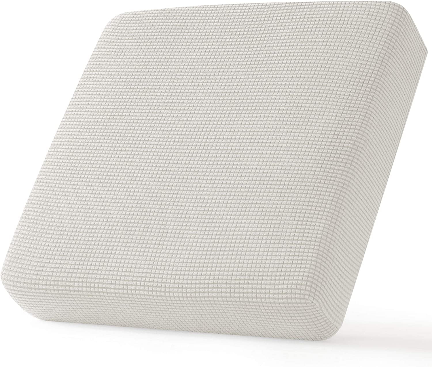 Ivory White Stretch Chair Cushion Cover with Elastic Band
