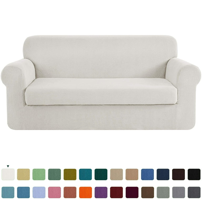 CHUN YI Stretch 2-Piece Checks Sofa Cover with Cushion Cover