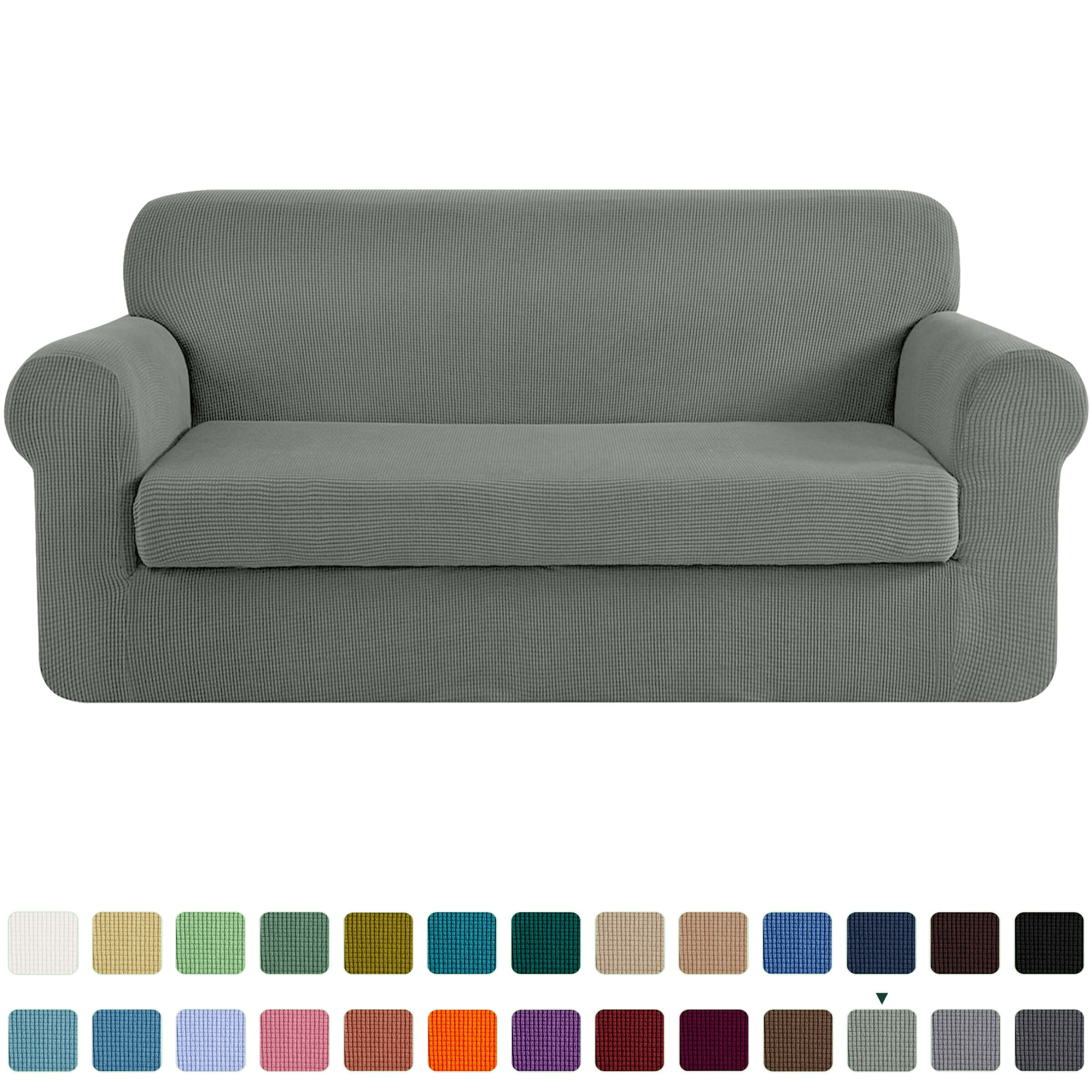 CHUN YI Stretch 2 Piece Checks Sofa Cover with Cushion Cover Slipcover Sofa Dove Gray Walmart Business Supplies