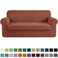thumbnail image 1 of CHUN YI Stretch 2-Piece Checks Sofa Cover with Cushion Cover Slipcover, XL-Sofa, Brick, 1 of 6