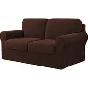 CHUN YI Stretch Checks Spandex Fabric Sofa Cover Non Slip Cushions Slipcover Medium, Chocolate