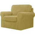 thumbnail image 1 of CHUN YI Stretch Checks Spandex Fabric Sofa Cover Non Slip Cushions Slipcover Small, Beige, 1 of 5