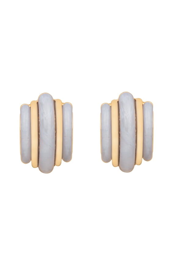 Women's Chunky Color Hoop Earrings with Gold Tone and Resin Details