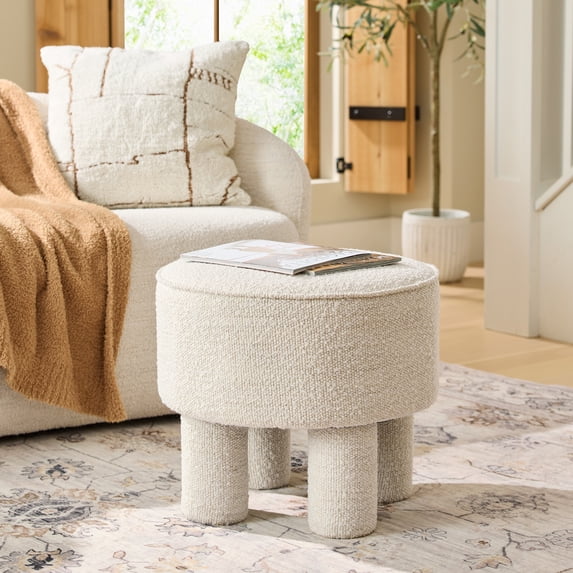 Better Homes & Gardens Adlin Ottoman, Cream Boucle
