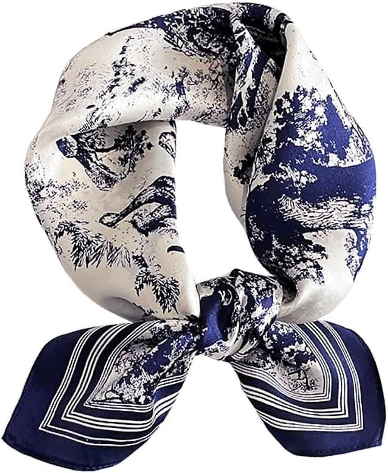 Blue Pattern Mulberry Silk Neck Scarf Mulberry Silk Bandana Square - 100% Mulberry Silk Neck Scarf  main image 2