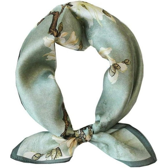 100% Pure Mulberry Silk Small Square Scarves -21'' x 21''- Digital Printed Neckerchief –Women Men Lightweight Scarf