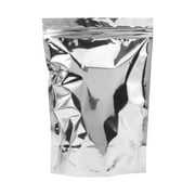CHUNTIAN 100pcs Resealable Silvery Aluminum Foil Stand Up Zip Lock Bags - Food Grade Zipper Self Seal Aluminized Pouch Nuts Snack Package