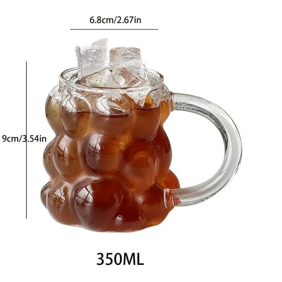 PTSPLLMY 1pc 350ml Grapes Glass Coffee Mug Stylish Design Heat Resistant Drinking Glass Iced Coffee Cup Summer Winter Drinkware Gifts