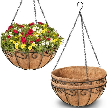 4 Pack 16 Inch Round Fabric Planter Basket Liner- Hanging Basket Liners Replacement Coco Fiber Liner Alternative For Hanging Basket Flowers (Prevent Birds From Nesting