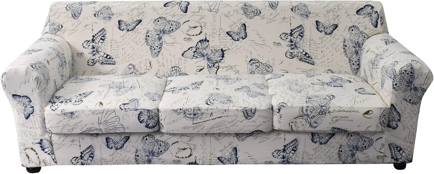 CHUNTIAN 2 Piece Chair Covers Printed Sofa Covers Couch Covers Washable Armchair Sofa Couch Slipcover Furniture Protector with Elastic Bottom for Living Room (Armchair, 20), Small