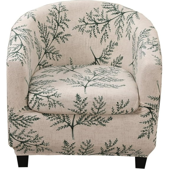 CHUNTIAN 2 Piece Club Chair Slipcover Stretch Barrel Chair Covers Solid Tub Chair Slipcovers Soft Armchair Covers Removable Furniture Protector Arm Chair Cover for Living Room,Green