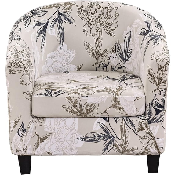 CHUNTIAN 2 Pieces Club Chair Slipcover Stretch Waterproof Tub Chair Slipcover Armchair Covers Sofa Cover Removable Round Barrel Chair Covers Couch Furniture Protector Cover for Living Room, A43