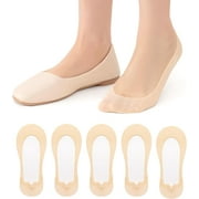 CHUNTIAN 5 Pairs No Show Socks Womens Non Slip Invisible Low Cut Thin Footies Socks for Women