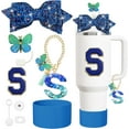thumbnail image 1 of CHUNTIAN 8PCS Cup Accessories Set,Straw Cover Cap for Stanley Cup 30oz or 40oz,Sticker for Stanley Decorations,Initial Letter Charm Personalized (Blue K), 1 of 7