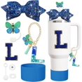 thumbnail image 1 of CHUNTIAN 8PCS Cup Accessories Set,Straw Cover Cap for Stanley Cup 30oz or 40oz,Sticker for Stanley Decorations,Initial Letter Charm Personalized (Blue K), 1 of 7